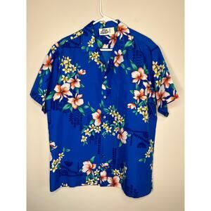 1970s Hilo Hattie's Hawaiian Maui Floral Luau Tropical Tourist Resort Shirt L